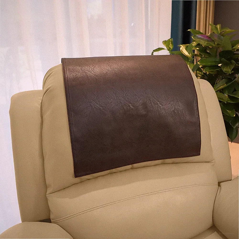 17x27in Sofa Slipcovers Recline Chair Faux Leather Headrest Protector Seat Cover