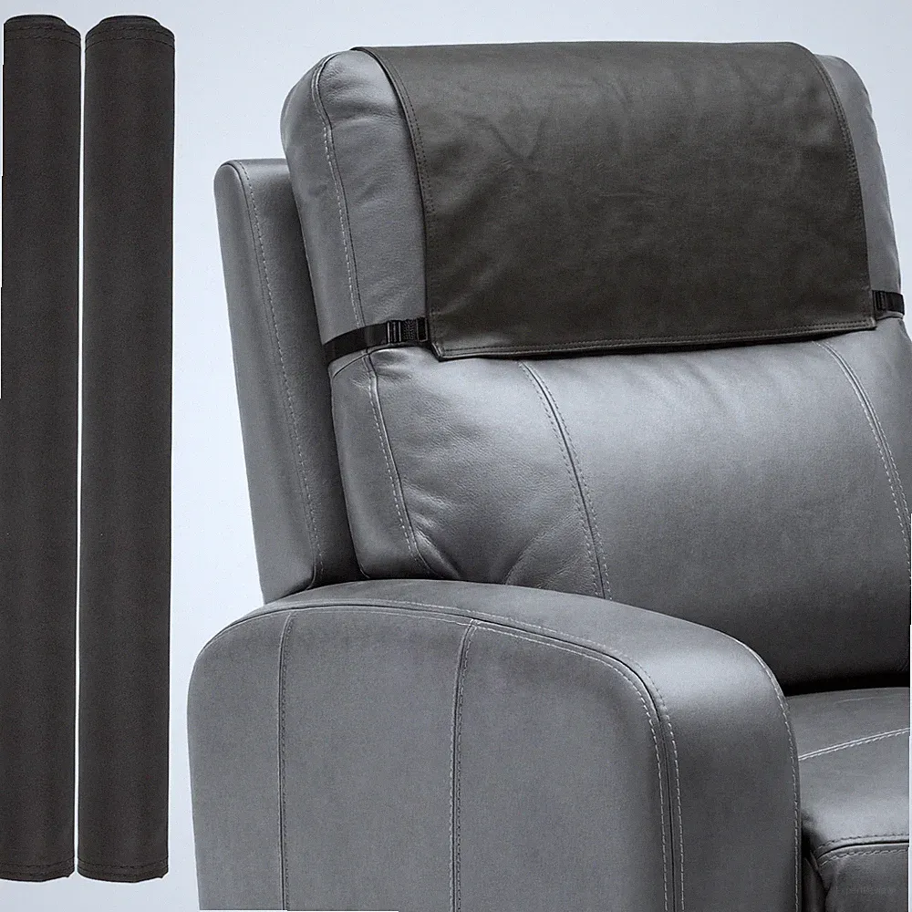 2 Pack Non Slip Recliner Headrest Cover 17 x 27 Inch Gray Waterproof Couch So...
