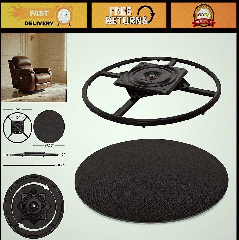 24" Swivel Base for Recliner Chair, 27.5" Pad, 360° Rotating Ring Plate Kit