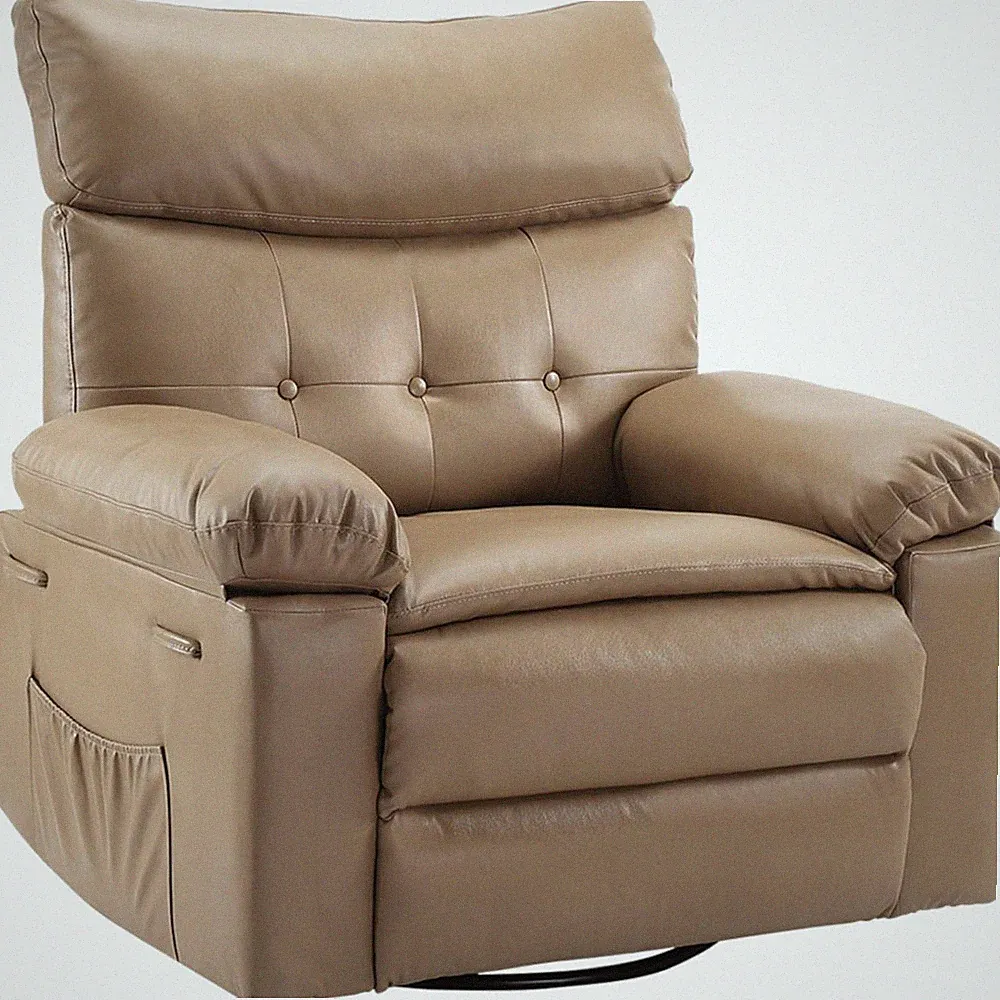400Lbs Oversized ManualRecliner 27"Wide, Retract Armrests, Cup Holder PU Leather