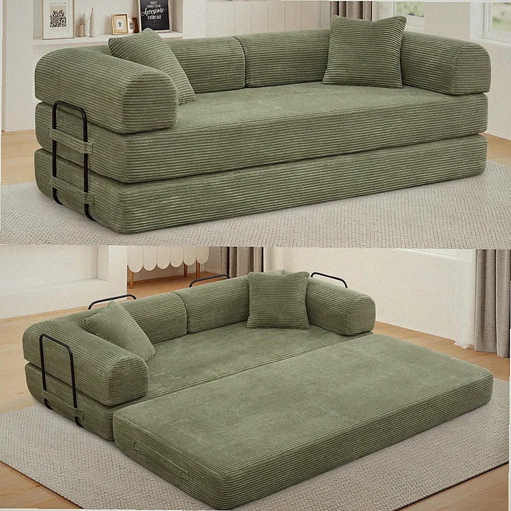 78" Corduroy Loveseat Cloud Sofa , Queen Size Convertible Slpper Couch Bed for L