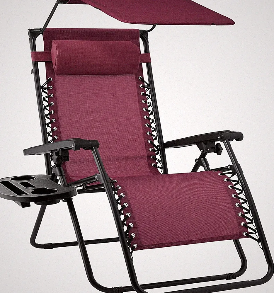 Best Choice Products: Folding Zero Gravity Outdoor Recliner - Burgundy
