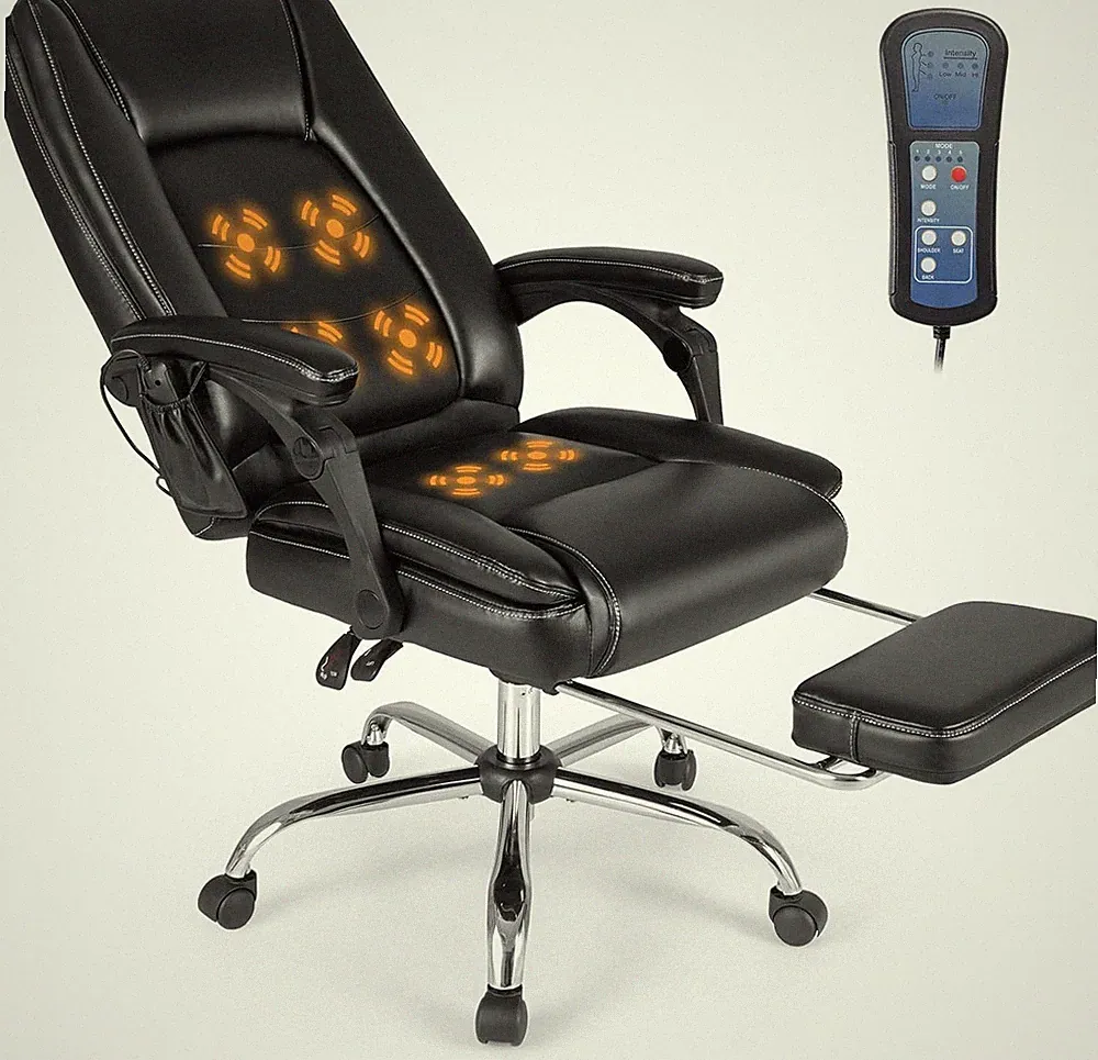 Ergonomic Big & Tall Massage Executive Chair - 400 LBS High Back Swivel Black