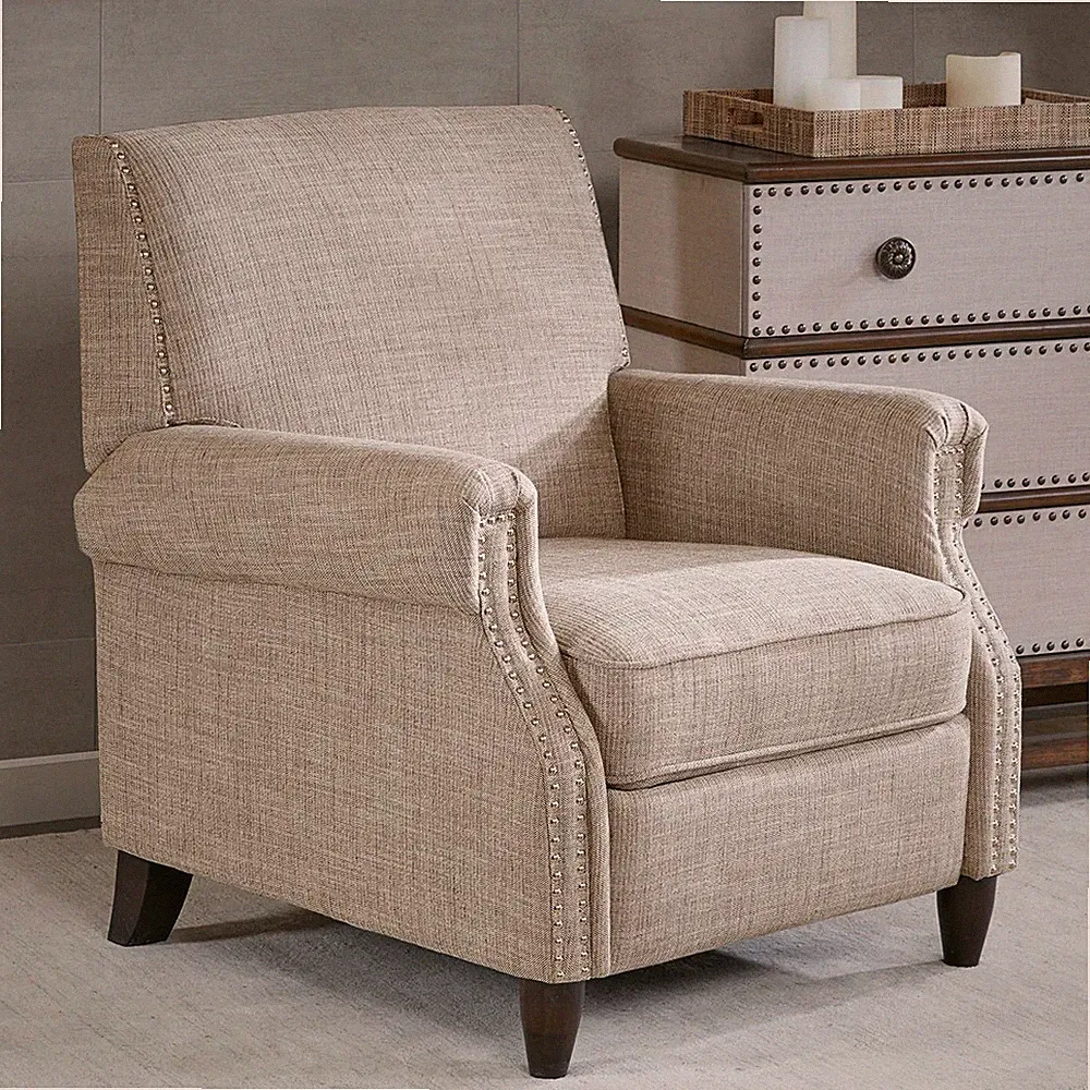 Evanston Sand Fabric Push Back Recliner