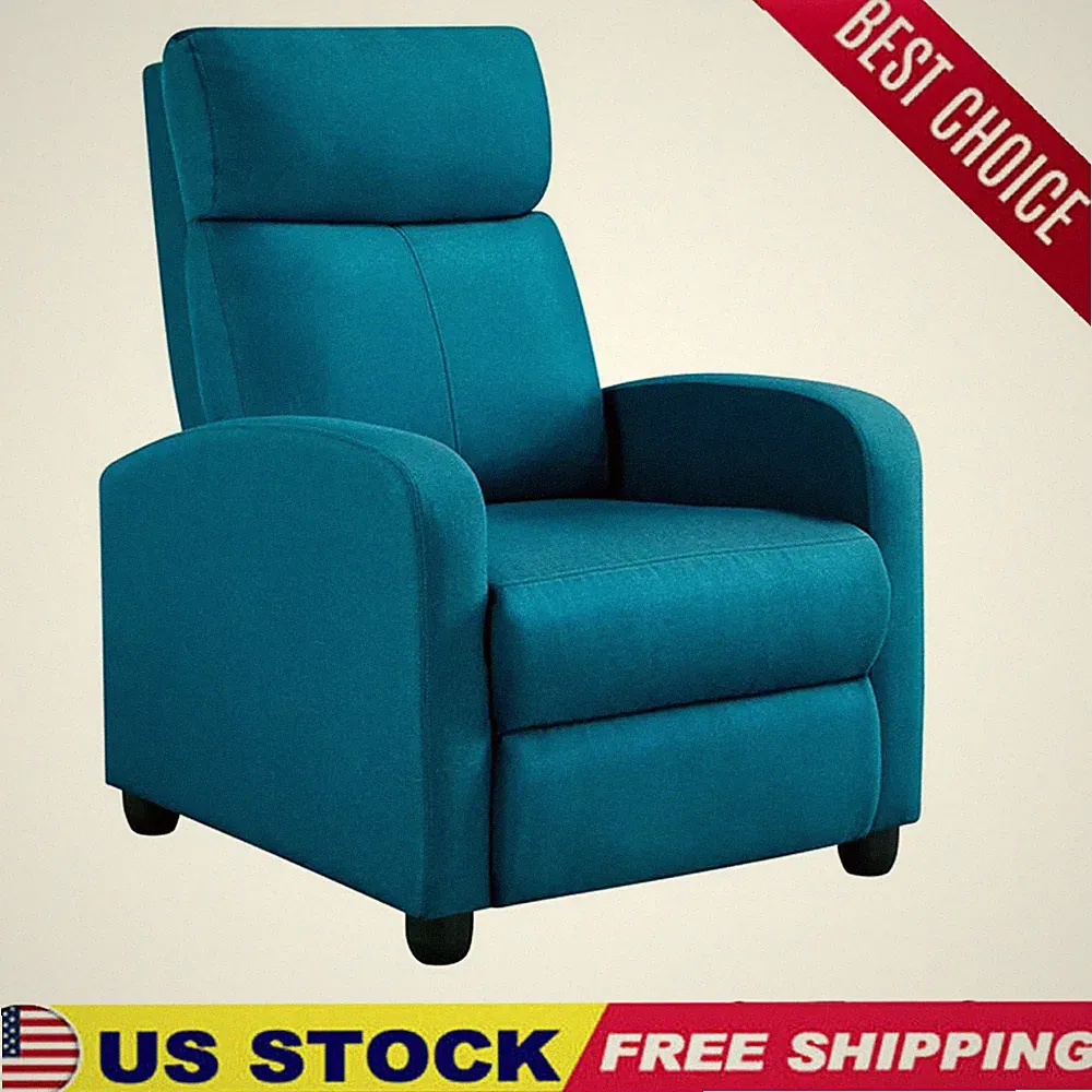 Fabric Push Back Theater Recliner Chair W/ Footrest Bedroom Living Room Relaxing