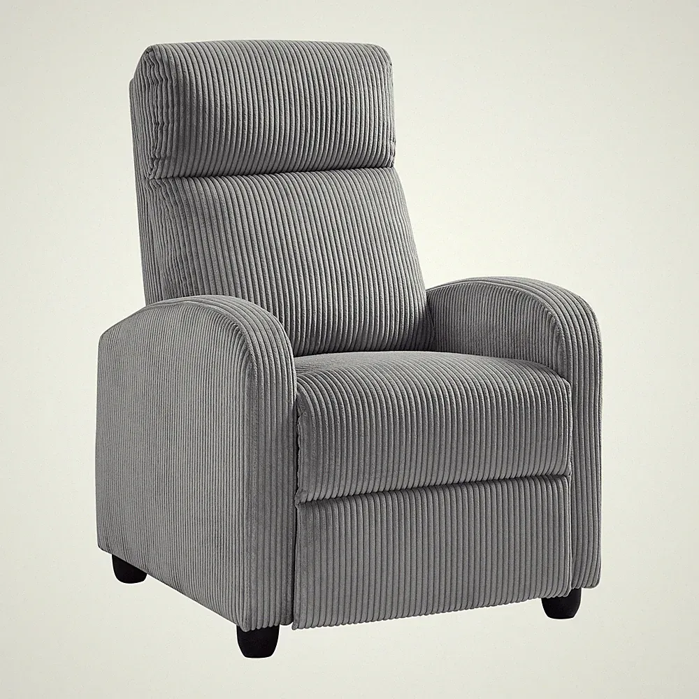 Lexicon Maye Corduroy Push Back Reclining Chair in Dark Gray