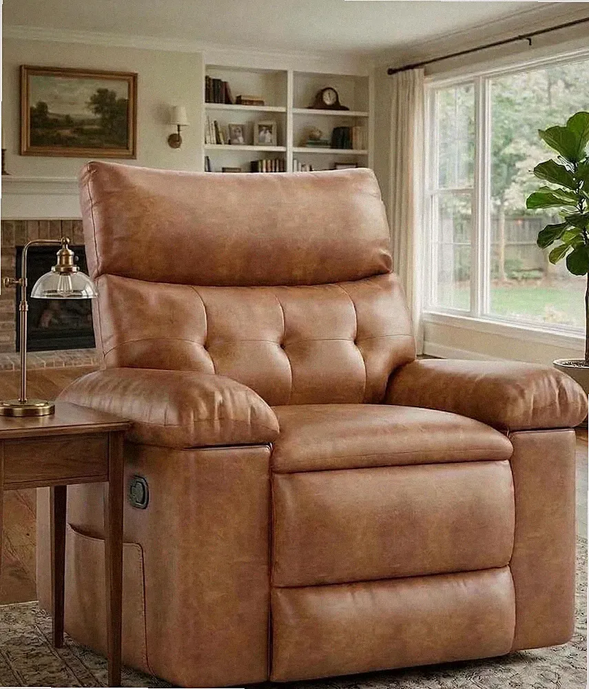 Manual Lift Recliner Chair Waterproof PU Leather Massage Swivel Recliner Sofa US