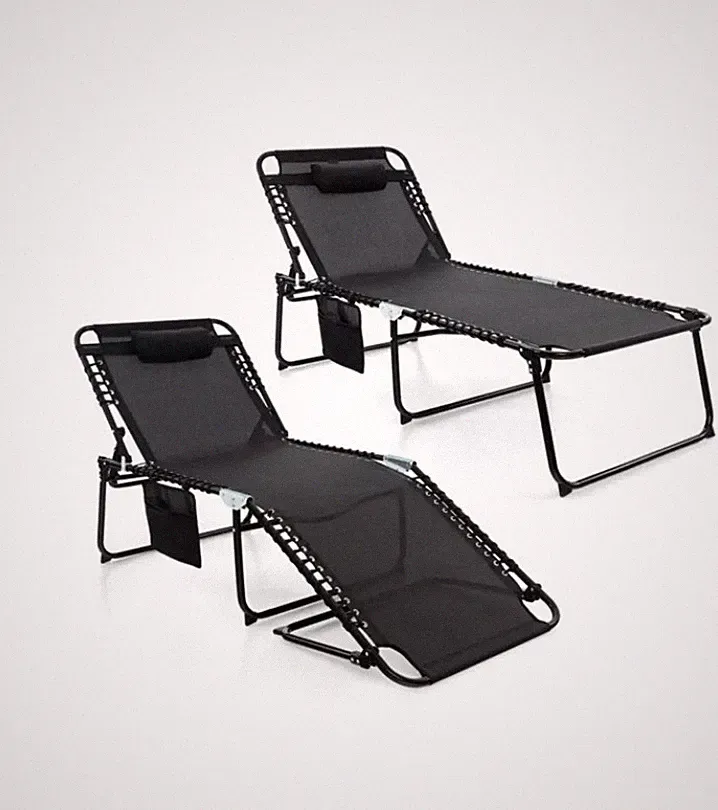 Oversized Patio Chaise Lounge, 27" Wide 4-Position Adjustable Backrest Folding T