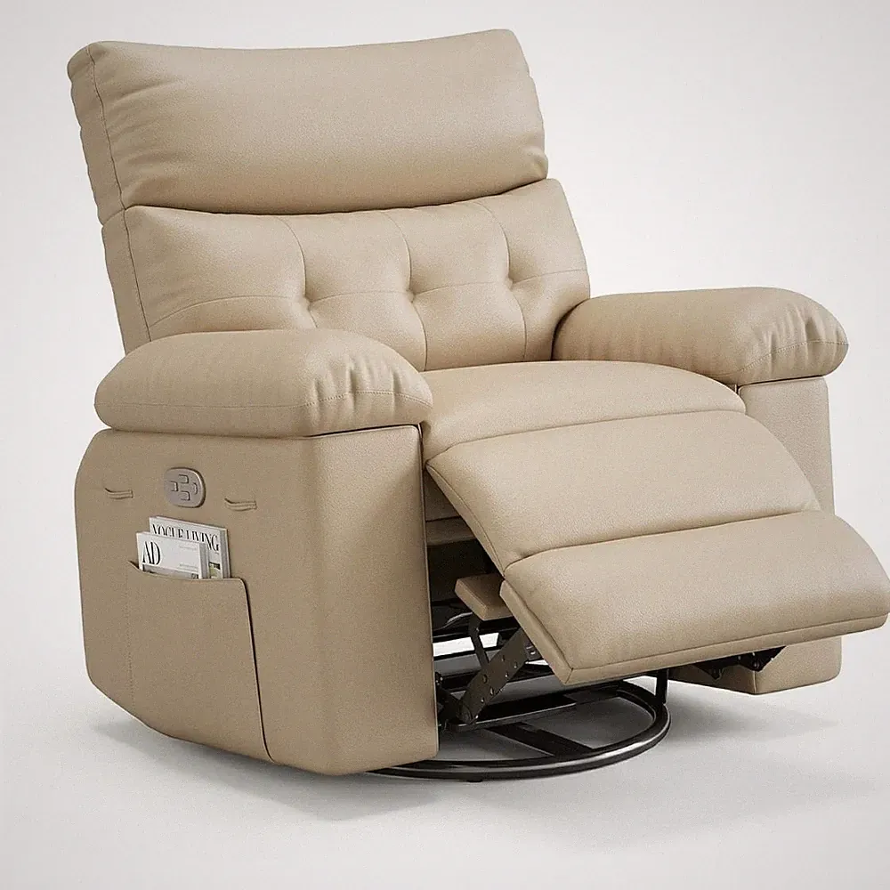 Oversized Recliner 400Lbs 27"Wide, Retractable Armrests, Cup Holder, PU Leather