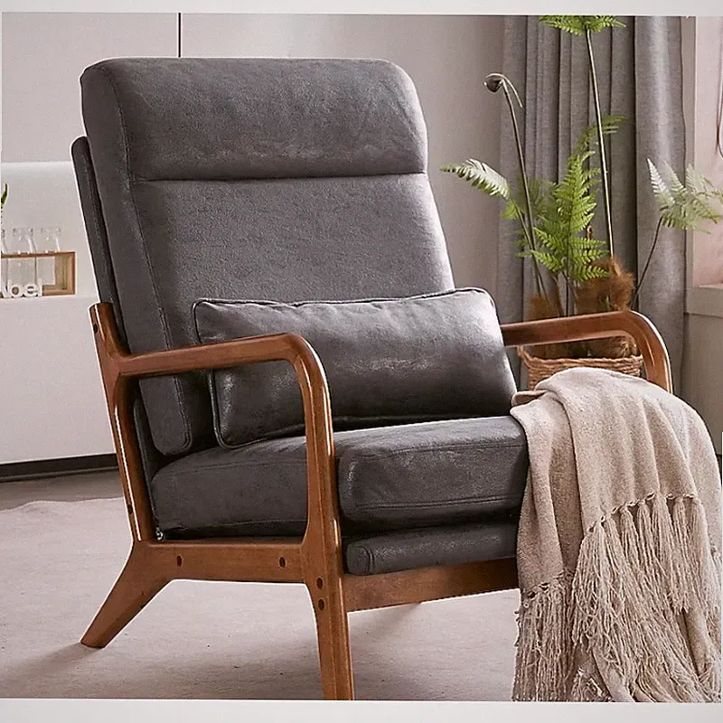 Winado Modern Dark Gray Accent Armchair w Lumbar Pillow, Microfiber 25.6-in W